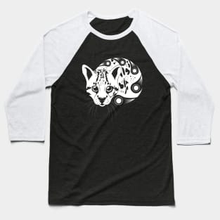 Ocelot White Outline Baseball T-Shirt